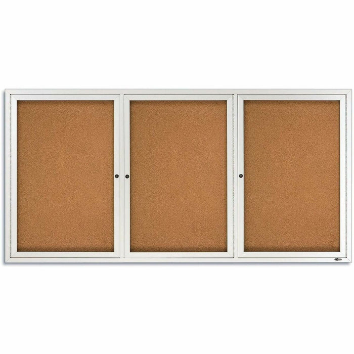 Quartet Enclosed Bulletin Board for Indoor Use - 48" (1219.20 mm) Board Height x 72" (1828.80 mm) Board Width - Brown Natural Cork Surface - Hinged, Self-healing, Shatter Proof, Rounded Corner, Durable - Silver Aluminum Frame - 1 Each