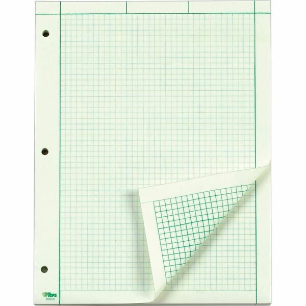 TOPS Engineering Computation Pad - 100 Sheets - Stapled/Glued - Back Ruling Surface - Ruled Margin - 15 lb (6803.89 g) Basis Weight - Letter - 8 1/2" (21.59 cm) x 11" (27.94 cm) Sheet Size - Green Paper - Punched - 1 Pad