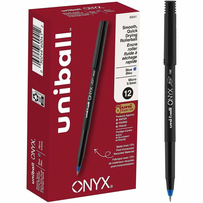 uniball Onyx Rollerball Pens - uniball™ Onyx Rollerball Pens, Micro Point (0.5mm), Blue