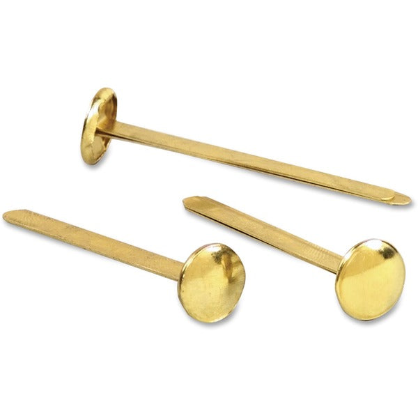 ACCO Brass Fasteners - 0.47" (11.91 mm) Head - 2" (50.80 mm) Length - 100 Sheet Capacity - Flexible, Heavy Duty, Corrosion-free, Self-piercing Point, Rust Proof - 100 / Box - Brass