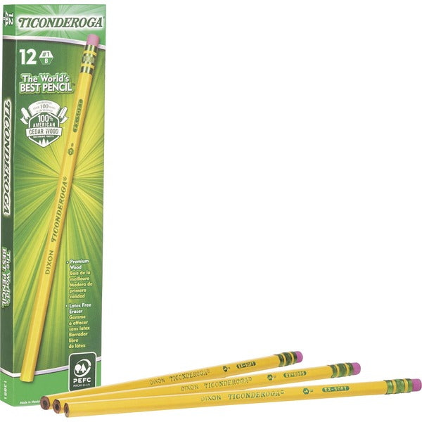 Ticonderoga Wood-Cased Pencils - #1 - Yellow Barrel - 12 / Box