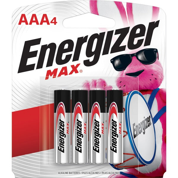 Energizer Max Alkaline AAA Batteries - For Multipurpose - AAA - 1.5 V DCsapceShelf Life - 4 / Pack