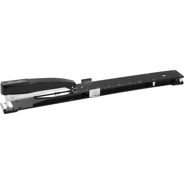 Swingline Long-Reach Stapler - 20 of 20lb Paper Sheets Capacity - 210 Staple Capacity - Full Strip - 1/4" Staple Size - 1 Each - Black