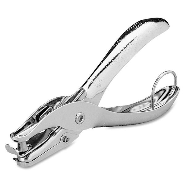 Swingline Metal Hand Punch - 1 Punch Head(s) - 5 Sheet of 20lb Paper - 1/4" (6.35 mm) Punch Size - Round Shape - Metal - 0.50" (12.70 mm) Width - Silver