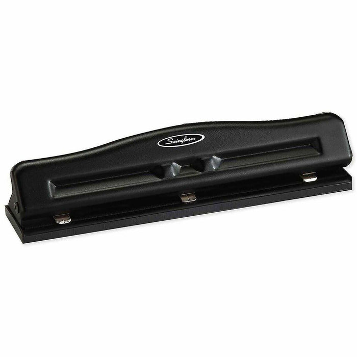 Swingline Commercial Desktop Punch - 3 Punch Head(s) - 11 Sheet - 9/32" (7.11 mm) Punch Size - Round Shape - Metal - Black