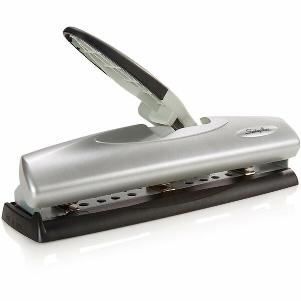 Swingline LightTouch High-Capacity Desktop Punch - 3 Punch Head(s) - 20 Sheet - 9/32" (7.14 mm) Punch Size - Metal - Black, Silver
