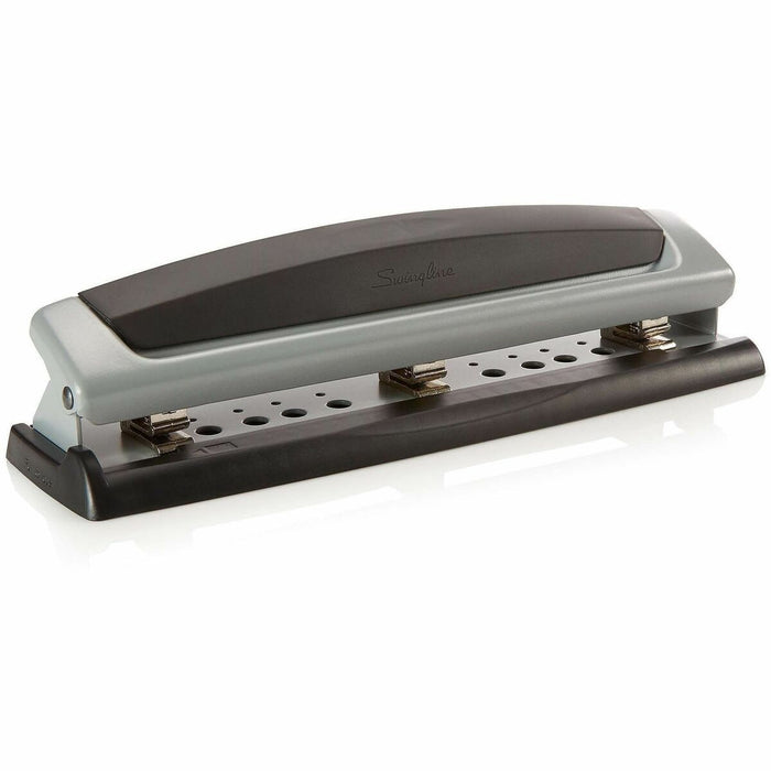 Swingline Precision Pro Desktop Punch - 3 Punch Head(s) - 10 Sheet - 9/32" (7.11 mm) Punch Size - Metal - Black, Silver