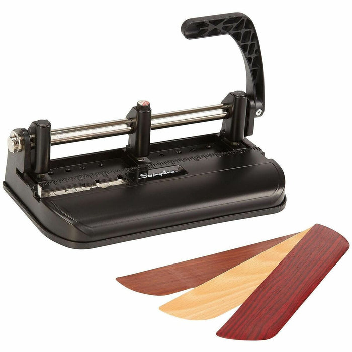 Swingline Lever Handle Heavy-Duty Punch - 7 Punch Head(s) - 32 Sheet - 9/32" (7.14 mm), 11/32" (8.71 mm), 13/32" (10.32 mm) Punch Size - Metal - Black