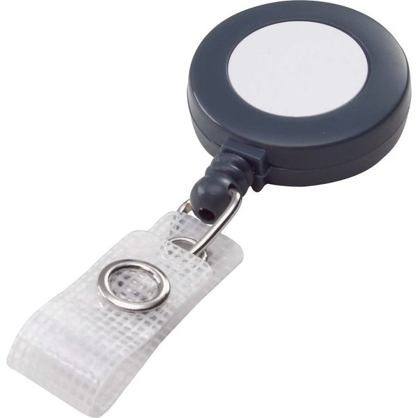 GBC Retractable Round Badge Reel - Plastic, Nylon - Gray - 25 / Box