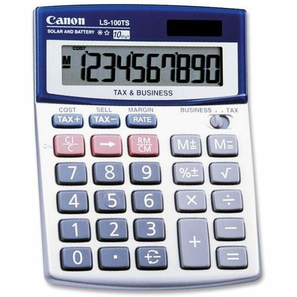 Canon LS100TS Desktop Calculator - Auto Power Off - 10 Digits - LCD - Battery/Solar Powered - 4" (101.60 mm) Height x 5.3" (135.38 mm) Width x 1.2" (30.48 mm) Depth - 1 Each