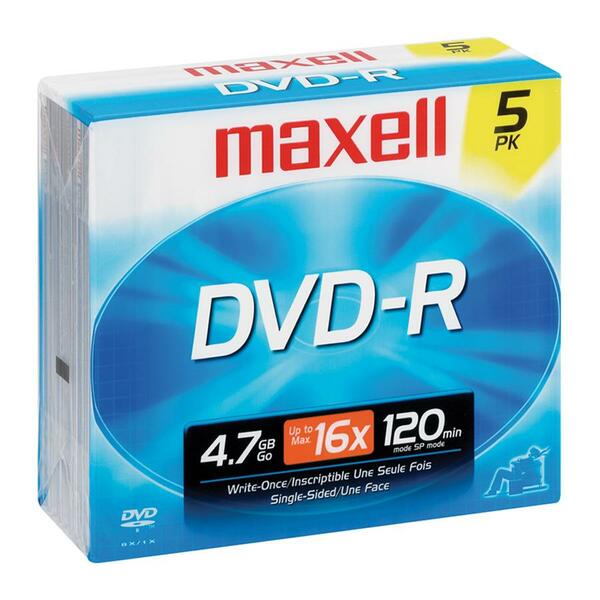 Maxell DVD Recordable Media - DVD-R - 16x - 4.70 GB - 1 Pack Jewel Case - 120mm - 2 Hour Maximum Recording Time