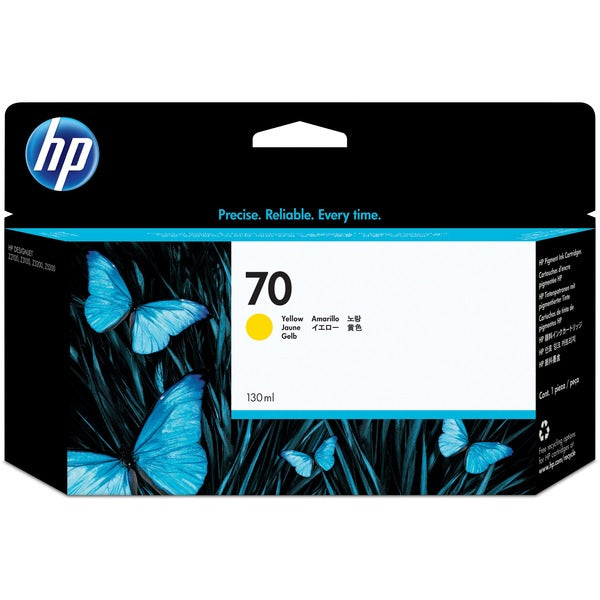 HP 70 (C9454A) Original Inkjet Ink Cartridge - Single Pack - Yellow - 1 Each - Inkjet - 1 Each