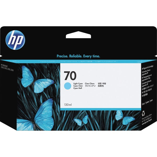 HP 70 (C9390A) Original Inkjet Ink Cartridge - Single Pack - Light Cyan - 1 Each - Inkjet - 1 Each