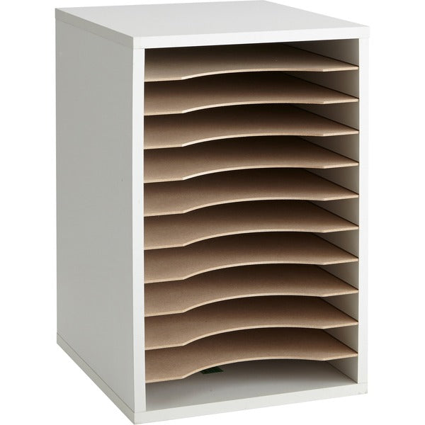 Safco Adjustable Vertical Wood Shelf Organizer - 11 Compartment(s) - Compartment Size : 16" (406.40 mm) x 10.63" (269.88 mm) x 1.88" (47.63 mm) - 16" (406.40 mm) Height x 10.8" (273.05 mm) Width x 12" (304.80 mm) Depth - Desktop - Removable, Compact - Lam