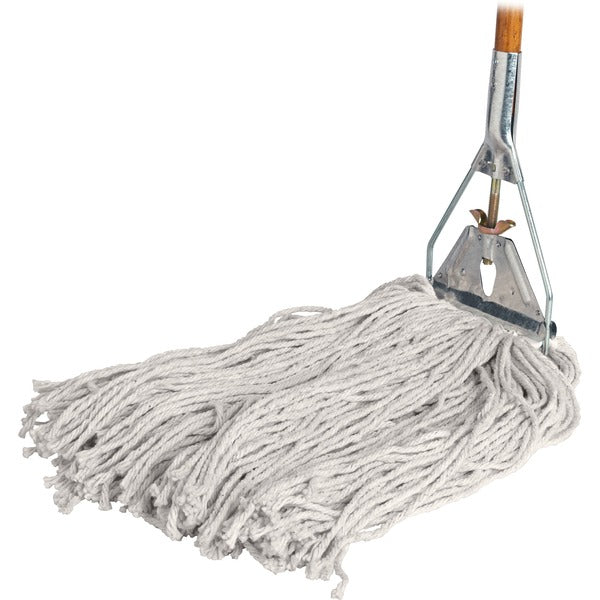 Genuine Joe Wood Handle Complete Wet Mop - 60" (1524 mm) Width x 0.94" (23.81 mm) Height Cotton Head - Wood Handle - Lightweight, Rust Resistant, Absorbent, 4-ply, Refillable - 1 Each