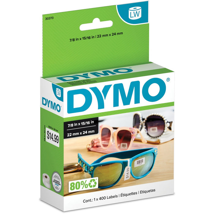 Dymo Label Writer Price Tag Labels - 7/8" (22.23 mm) Width x 2" (50.80 mm) Length - Permanent Adhesive - Direct Thermal - White - 400 / Roll
