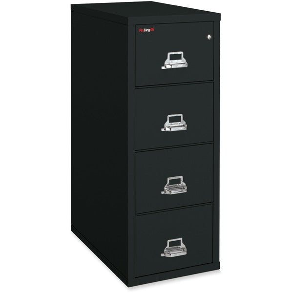 FireKing Insulated File Cabinet - 4-Drawer - 20.75" (52.71 cm) Width x 31.50" (80.01 cm) Depth x 52.75" (133.98 cm) Height - 4 x Drawer(s) for File - Legal - Fire Resistant, Pick Resistant Lock, Drill Resistant, Impact Resistant, Insulated, Key Lock - Bla