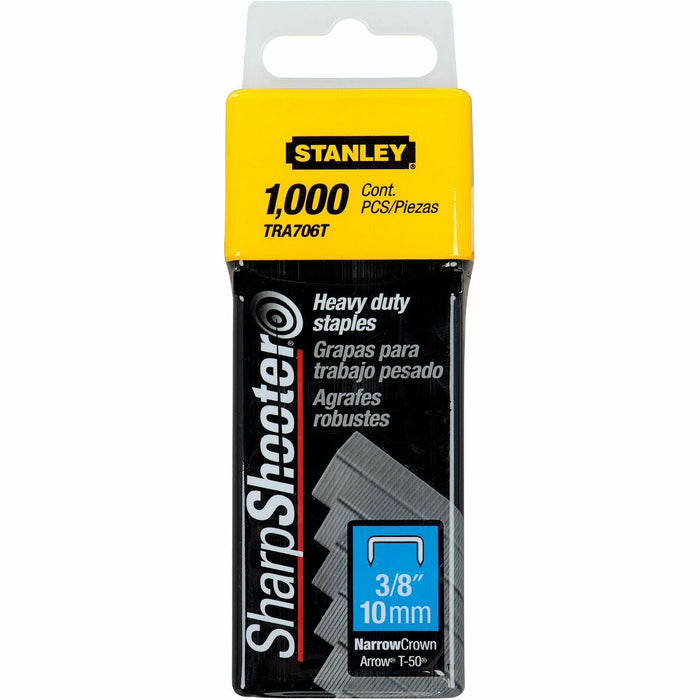 Stanley Bostitch SharpShooter Heavy-Duty 3/8" Staples - Heavy Duty - 3/8" (9.52 mm) Leg - 3/8" (9.52 mm) Crown - Steel Gray - 84 Per Strip - 1000 / Box