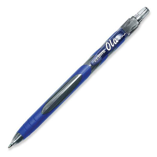 Zebra Pen OLA Ballpoint Pen - 1 mm (0.04") Medium Pen Point - Retractable - Blue Ink - Blue Rubber Barrel - 1 Each