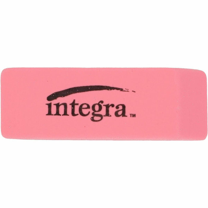 Integra Pink Pencil Eraser - Pink - 2" (50.80 mm) Width x 0.80" (20.32 mm) Height x 0.40" (10.16 mm) Depth - 1 Each - Soft, Pliable, Latex-free