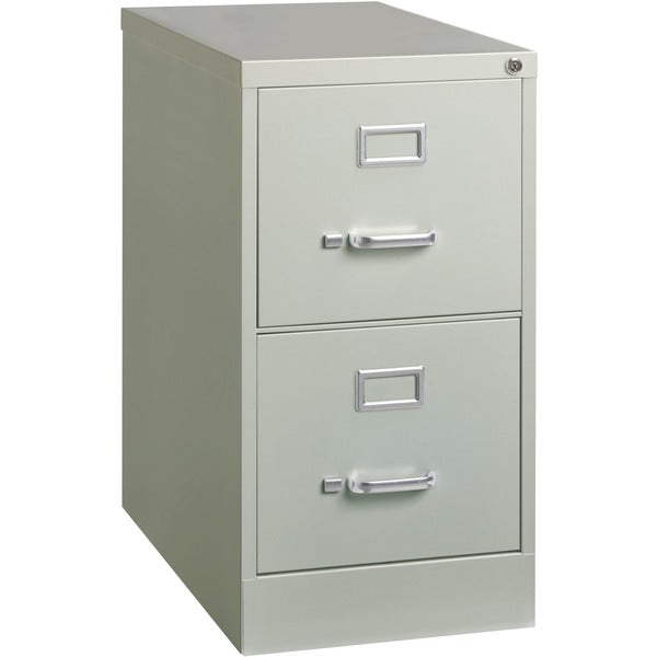 Lorell Fortress Series 26-1/2" Commercial-Grade Vertical File Cabinet - 15" (38.10 cm) Width x 26.50" (67.31 cm) Depth x 28.37" (72.07 cm) Height - 2 x Drawer(s) for File - Letter - Vertical - Security Lock, Ball-bearing Suspension, Heavy Duty - Light Gra