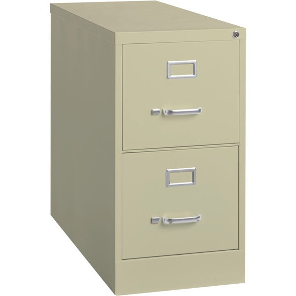 Lorell Fortress Series 26-1/2" Commercial-Grade Vertical File Cabinet - 15" (381 mm) Width x 26.5" (673.10 mm) Depth x 28.4" (720.73 mm) Height - 2 x Drawer(s) for File - Letter - Vertical - Security Lock, Ball-bearing Suspension, Heavy Duty - Putty - Ste