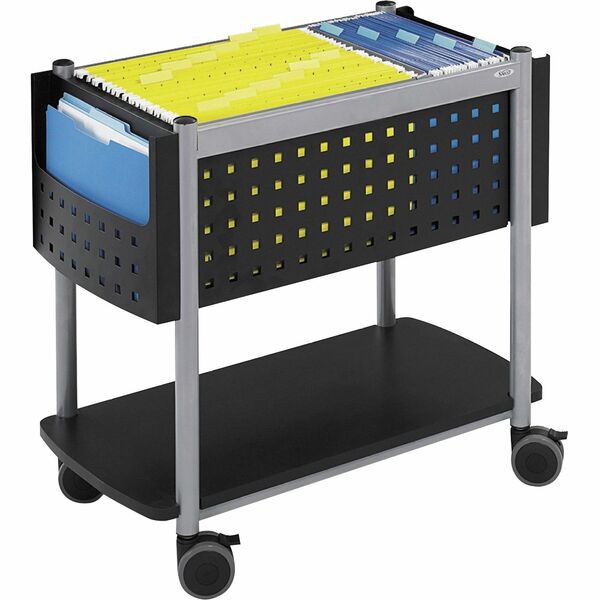 Safco Scoot Open Top Mobile File - 1 Shelf - 200 lb (90.72 kg) Load Capacity - 4 Casters - Steel - 28" (711.20 mm) Width x 14.8" (374.65 mm) Depth x 26" (660.40 mm) Height - Black - 1 Each