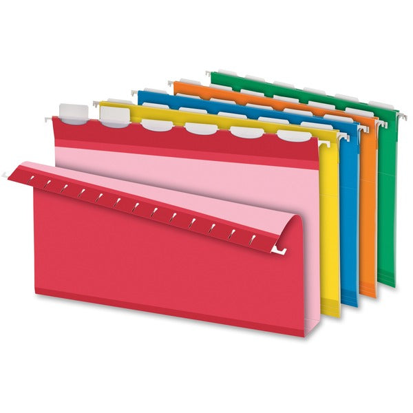 Pendaflex Ready-Tab 1/5 Tab Cut Legal Recycled Hanging Folder - 2" (50.80 mm) Folder Capacity - 8 1/2" (215.90 mm) x 14" (355.60 mm) - 2" (50.80 mm) Expansion - Pressboard - Assorted - Reinforced - 10% Recycled - 20 / Box