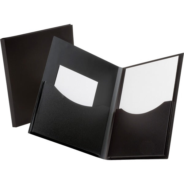 Oxford Double Stuff Letter Pocket Folder - 8 1/2" (215.90 mm) x 11" (279.40 mm) - 200 Sheets Capacity - 2 Pocket(s) - Polypropylene - Black - Durable, Moisture Resistant, Tear Resistant, Wear Resistant - 1 Each