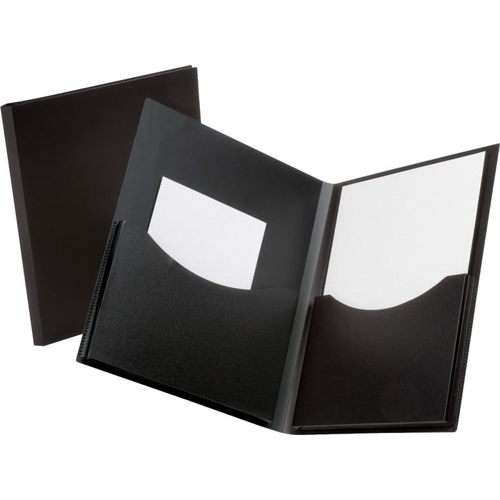 Oxford Double Stuff Letter No Pocket Folder - 8 1/2" (215.90 mm) x 11" (279.40 mm) - 200 Sheets Capacity - 2 Pocket - Polypropylene - Black - Durable, Moisture Resistant, Tear Resistant, Wear Resistant - 1 Each