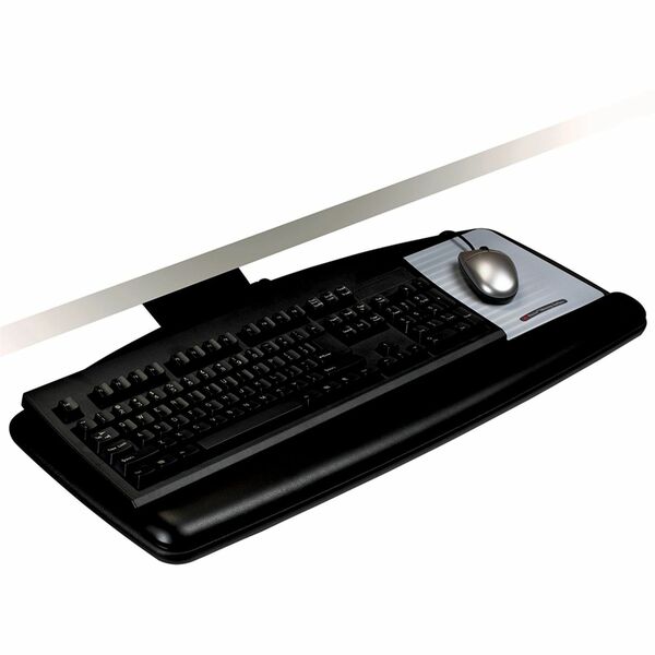 3M Easy Adjust Keyboard Tray with Standard Keyboard and Mouse Platform - 23" Height x 25.5" Width x 12" Depth - Black - 1