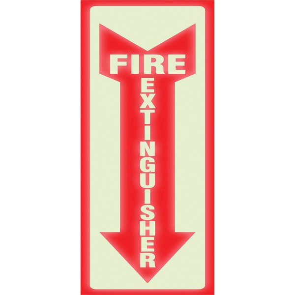 Headline Glow Fire Extinguisher Sign - 1 Each - English - Fire Extinguisher Print/Message - 4" (101.60 mm) Width x 13" (330.20 mm) Height - Rectangular Shape - White Print/Message Color - Indoor - Red