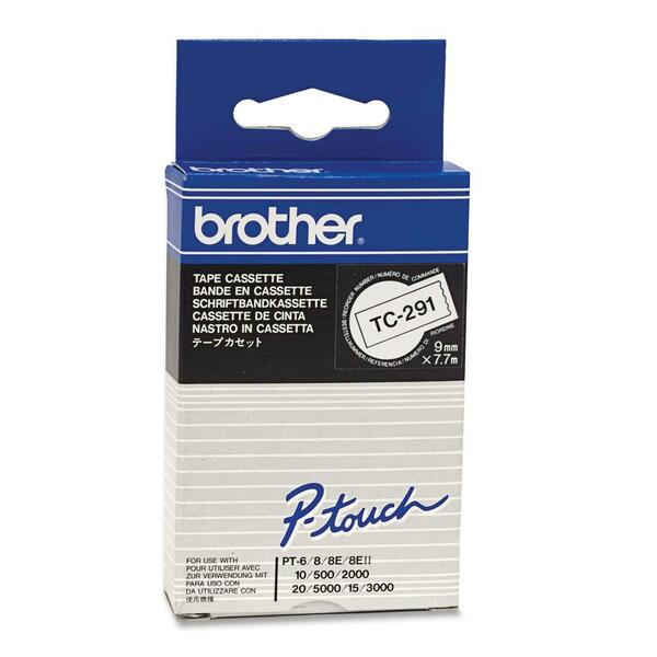 Brother P-Touch TC291 Laminated Tape - 23/64" (9 mm) Width - Glossy - White - 1 Each