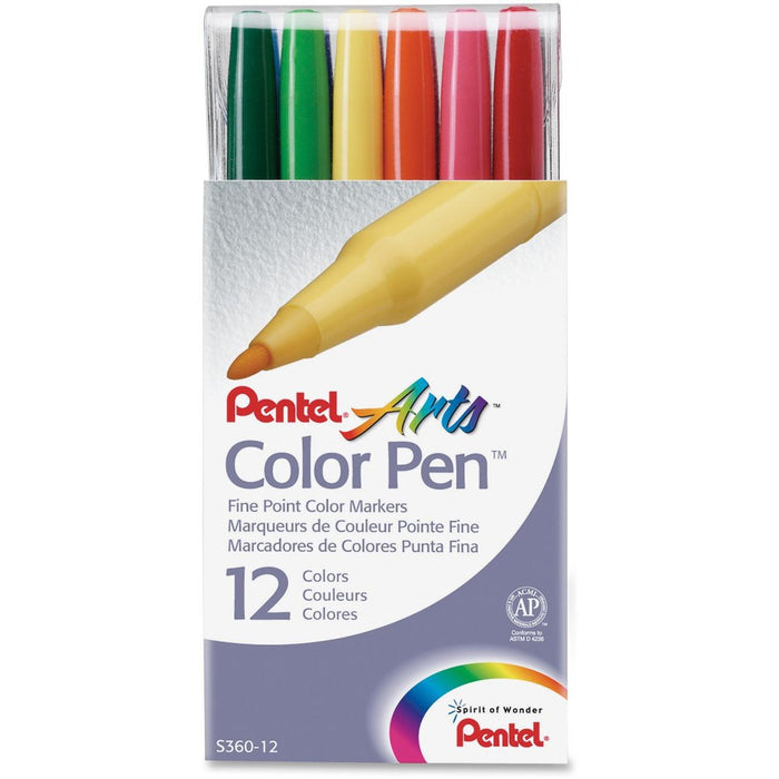 Pentel Markers - Assorted Ink - Water Based - 12 / Pack