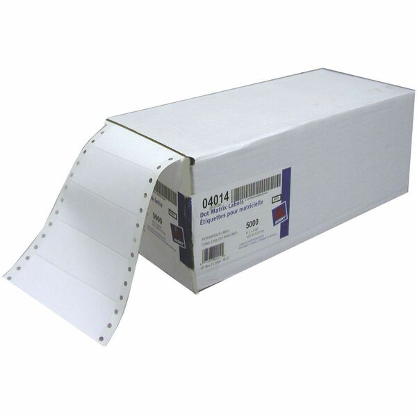 Avery&reg; Address Labelsfor Dot Matrix Printers, 4" x 1-7/16" - 4" (101.60 mm) Width - Permanent Adhesive - Rectangle - Dot Matrix - Bright White - Paper - 1 / Sheet - 5000 Total Label(s) - Permanent Adhesive, Peel & Stick, Curl Resistant, Perforated, PV