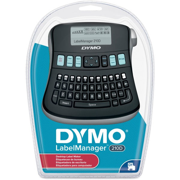 Dymo LabelManager 210D Label Maker - Thermal Transfer - Tape - Battery, Power Adapter - 6 Batteries Supported - AA - Alkaline - Silver