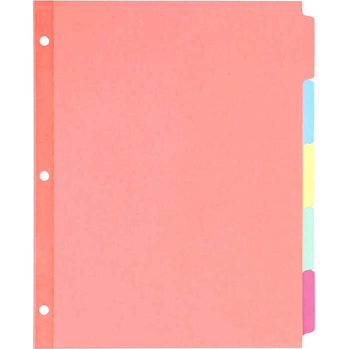 Avery&reg; Write On Dividers, 5 tabs - 180 x Divider(s) - Write-on Tab(s) - 5 Tab(s)/Set - 8.5" Divider Width x 11" Divider Length - 3 Hole Punched - Multicolor Paper Divider - Multicolor Paper Tab(s) - 3 Sets per Pack