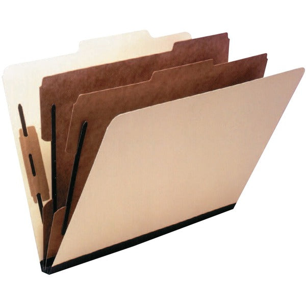 Pendaflex 2/5 Tab Cut Legal Recycled Classification Folder - 8 1/2" (215.90 mm) x 14" (355.60 mm) - 2" (50.80 mm) Expansion - 6 Fastener(s) - 1" (25.40 mm) for Folder - Right of Center Tab Position - 2 Divider(s) - 17 pt. (5.98 mm) - Tyvek - Manila - Acid