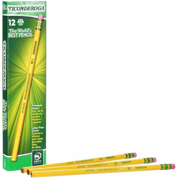 Ticonderoga No. 4 Pencils - Black Lead - #4 - Yellow Cedar Barrel - 1 Dozen