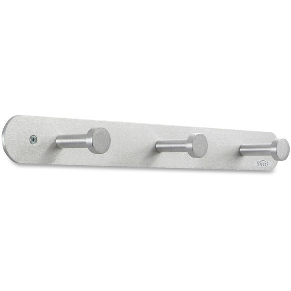 Safco Nail Head Coat Hook - 3 Hooks - 30 lb (13607.77 g) Capacity - 2" (50.80 mm) Height x 18" (457.20 mm) Width - 1" (25.40 mm) Size - for Garment - Aluminum - Silver - 1 Each