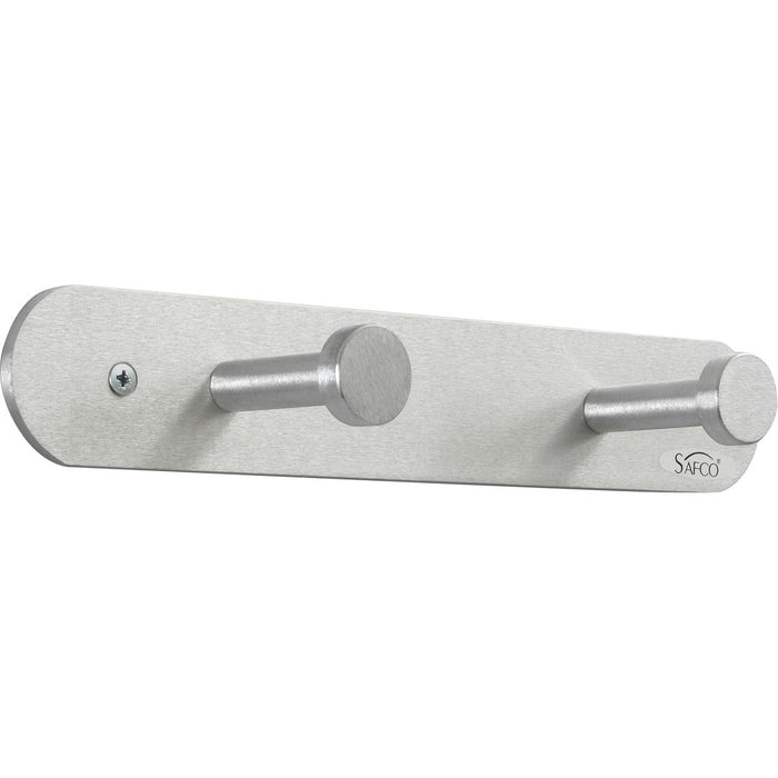 Safco Nail Head Coat Hook - 2 Hooks - 20 lb (9071.85 g) Capacity - 2" (50.80 mm) Height x 12" (304.80 mm) Width - 1" (25.40 mm) Size - for Garment - Aluminum - Silver - 1 Each