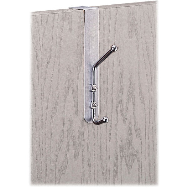 Safco Over-The-Door Coat Hook - 2 Hooks - 10 lb (4535.92 g) Capacity - 8.50" (215.90 mm) Height x 1.50" (38.10 mm) Width - 3" (76.20 mm) Size - for Garment - Steel - Silver - 1 Each