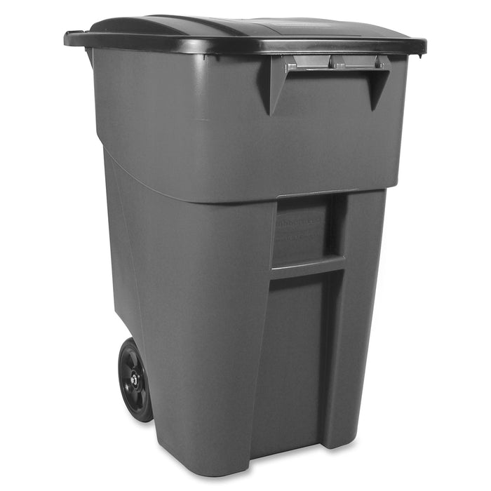 Rubbermaid Commercial Brute Rollout Container with Lid - 189.27 L Capacity - Square - 36.2" (919.48 mm) Height x 23.4" (593.73 mm) Width x 28.5" (723.90 mm) Depth - Gray - 1 Each