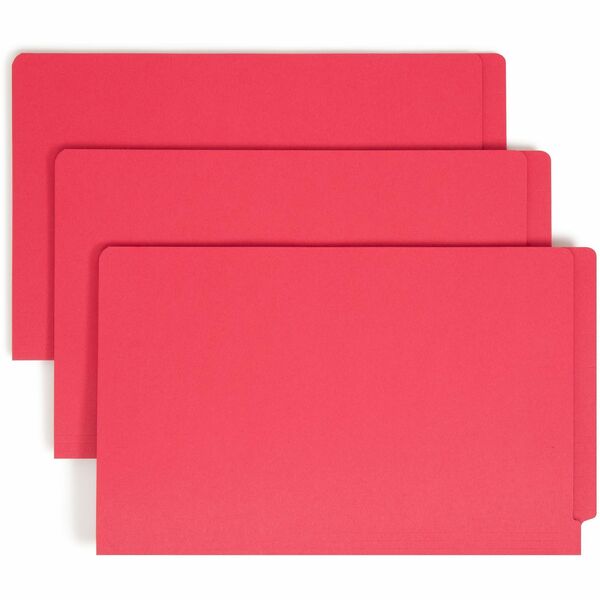 Smead Shelf-Master Straight Tab Cut Legal Recycled End Tab File Folder - 9 1/2" (241.30 mm) x 14 5/8" (371.48 mm) - 3/4" (19.05 mm) Expansion - 2 Plys - Red - 10% Recycled - 100 / Box