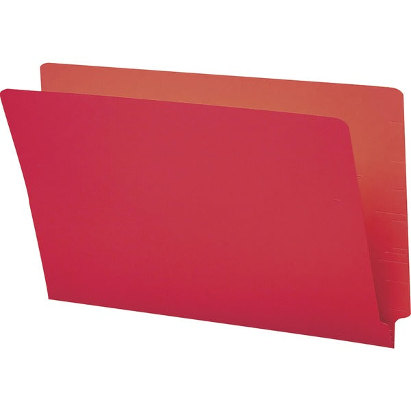 Smead Shelf-Master Straight Tab Cut Legal Recycled End Tab File Folder - 9 1/2" x 14 5/8" - 3/4" Expansion - Red - 10% Recycled - 1 Pack