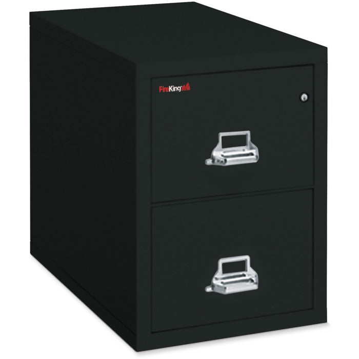 FireKing Insulated Two-Drawer Vertical File - 20.75" (52.71 cm) Width x 25" (63.50 cm) Depth x 27.75" (70.48 cm) Height - 2 x Drawer(s) for File - Legal - Vertical - Pick Resistant Lock, Drill Resistant, Fire Proof, Scratch Resistant - Black - Chrome - St