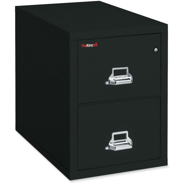 FireKing Insulated Two-Drawer Vertical File - 20.75" (52.71 cm) Width x 25" (63.50 cm) Depth x 27.75" (70.48 cm) Height - 2 x Drawer(s) for File - Legal - Vertical - Pick Resistant Lock, Drill Resistant, Fire Proof, Scratch Resistant - Black - Chrome - St
