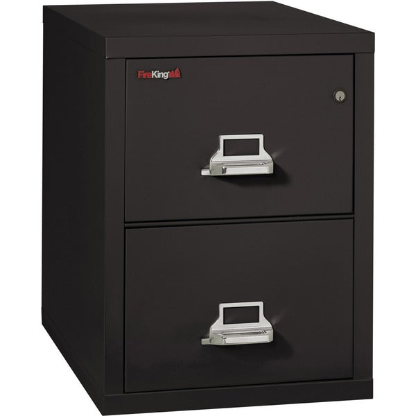 FireKing Insulated Two-Drawer Vertical File - 20.8" (527.05 mm) Width x 31.5" (800.10 mm) Depth x 27.8" (704.85 mm) Height - 2 x Drawer(s) for File - Legal - Vertical - Drill Resistant, Scratch Resistant, Pick Resistant Lock, Fire Proof - Black - Chrome -