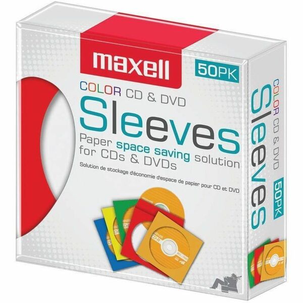 Maxell CD-401 Multi-Color CD & DVD Sleeve - Sleeve - Plastic - AssortedCD/DVD