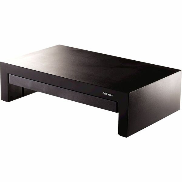 Fellowes Designer Suites Monitor Riser - Up to 21" Screen Support - 40 lb (18143.69 g) Load Capacity - 4.38" (111.25 mm) Height x 16" (406.40 mm) Width x 9.38" (238.25 mm) Depth - Desktop - Black, Pearl - Rubber Feet, Storage Tray, Non-skid Feet, Comforta